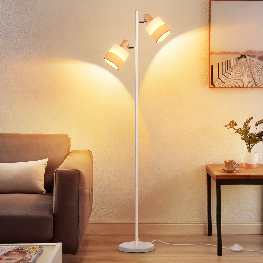 Stehlampe Eisen Stoff 27x22x145cm Weiß E14 - Maisons Du Monde