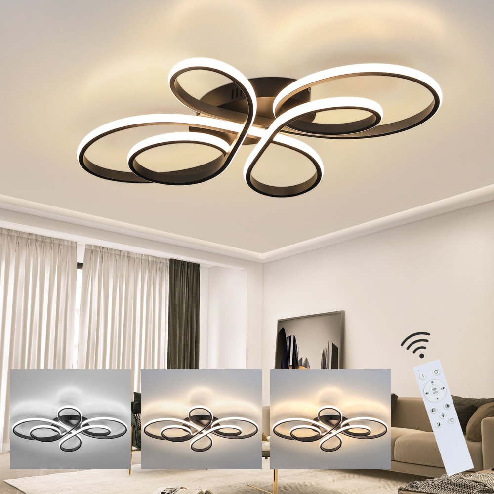 Plafonnier aluminium noir 100x58x9cm led 90w — vue 3