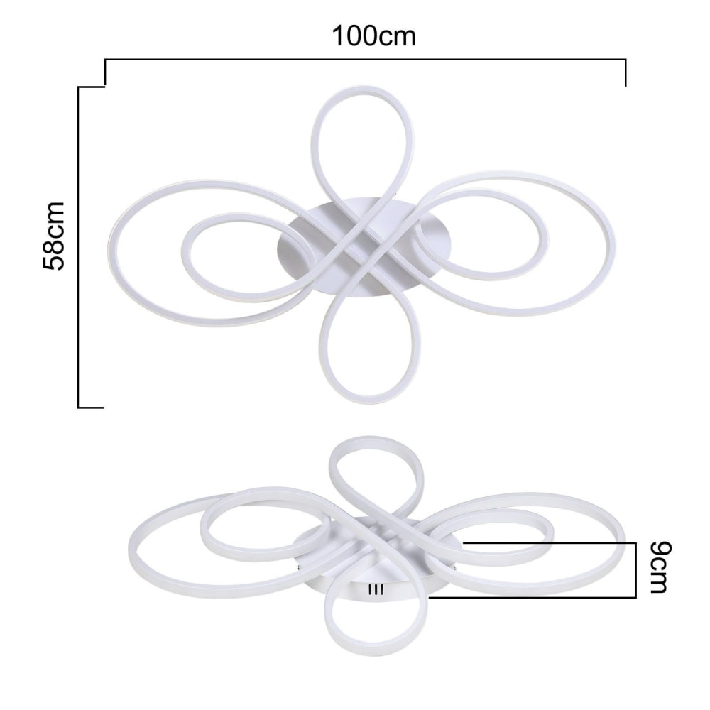 Plafonnier aluminium blanc 100x58x9cm led 90w — vue 4