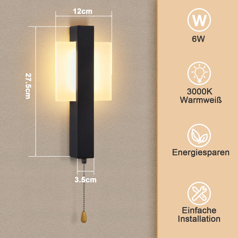 Applique murale fer noir 27.5x12x4.5cm led — vue 4