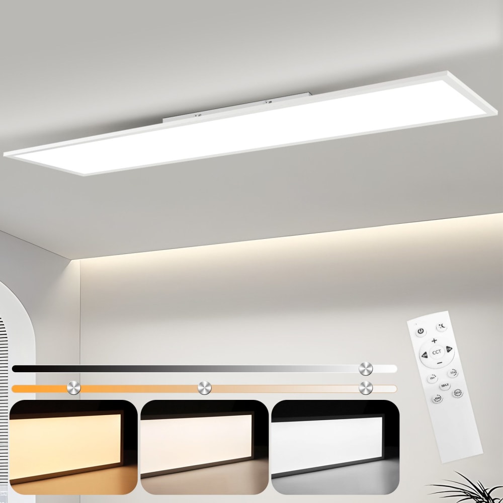 Plafonnier aluminium blanc 119.5x29.5x5cm led 40w — vue 3