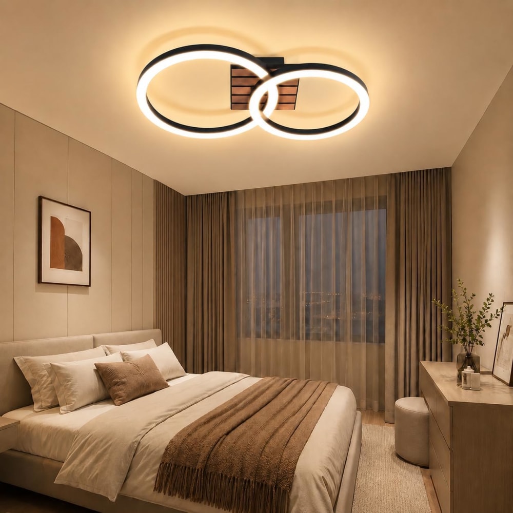 Plafonnier fer noir 44x30x8cm led 14w — vue 4