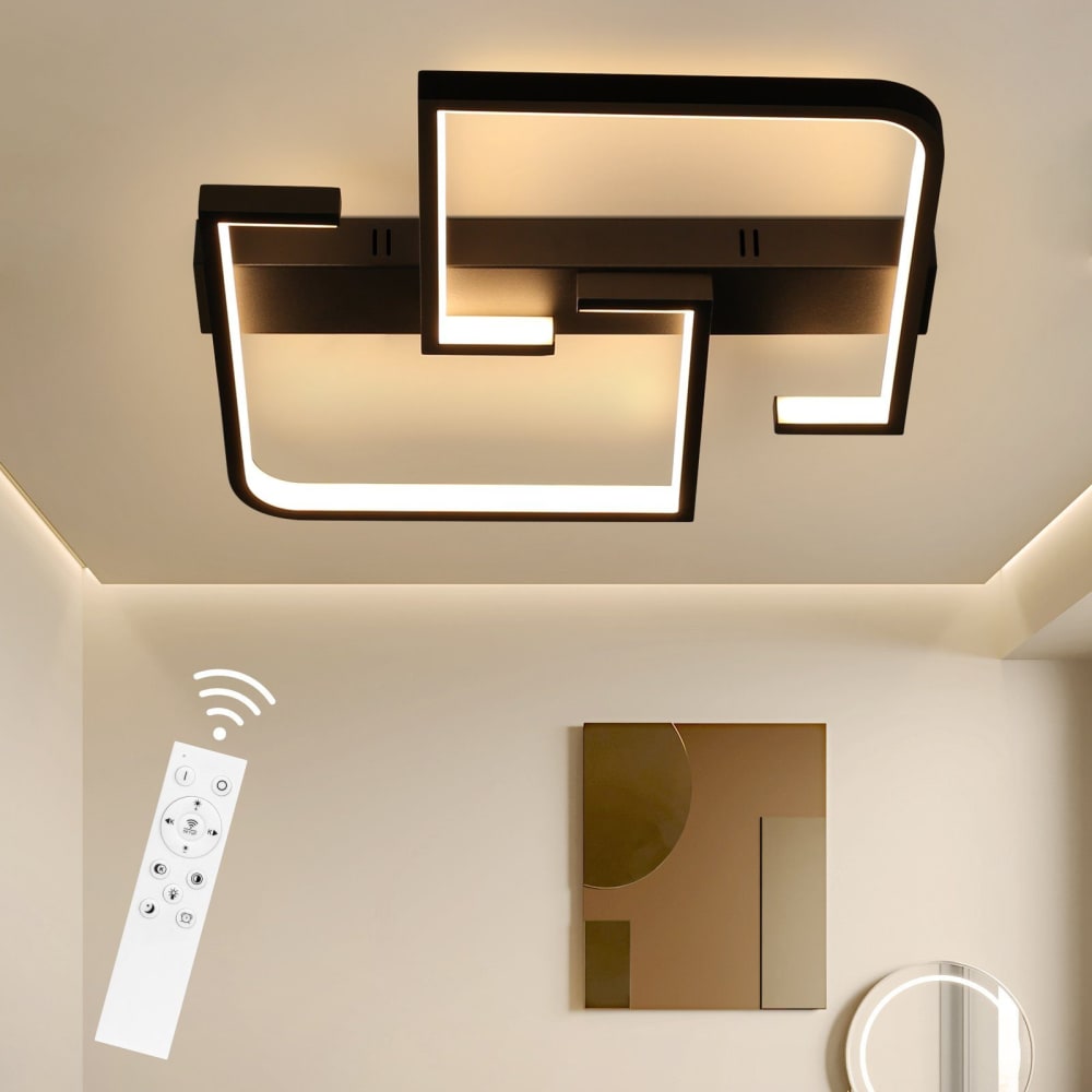 Plafonnier fer noir 60x47x6cm led 45w — vue 3