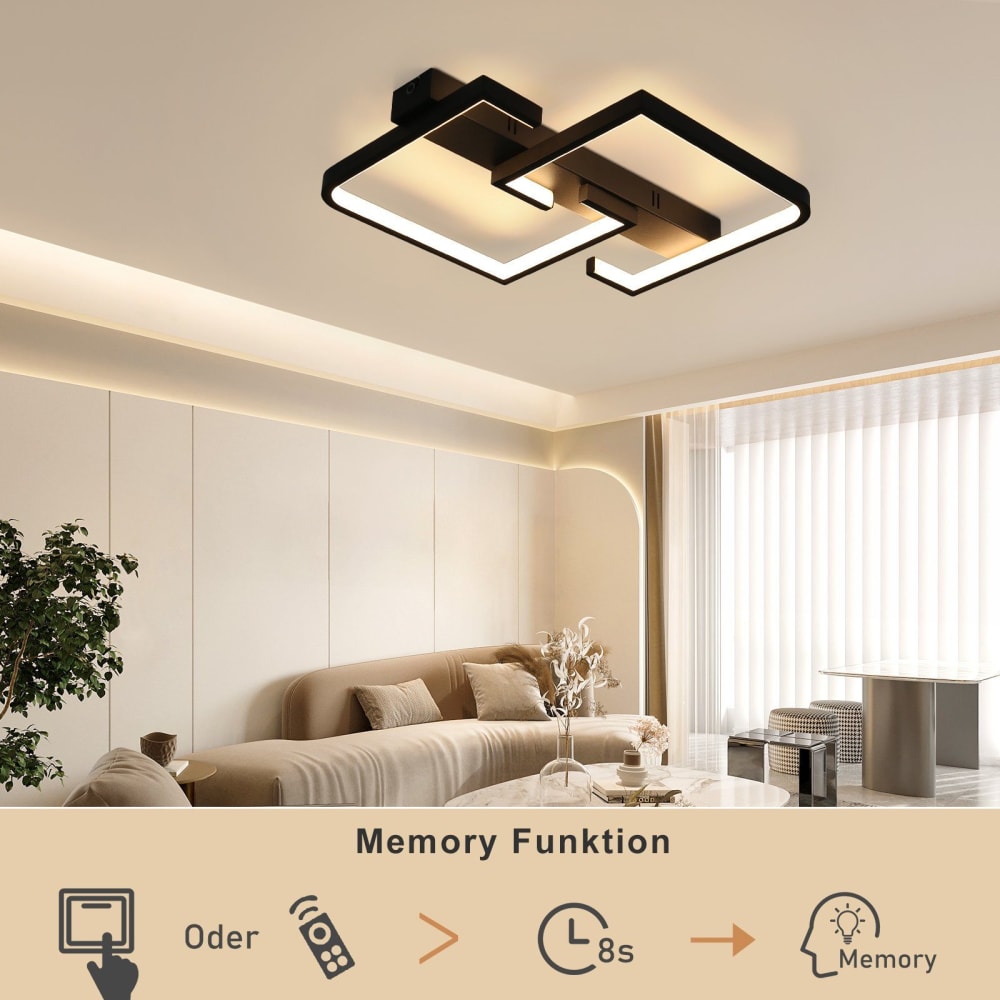 Plafonnier fer noir 60x47x6cm led 45w — vue 4