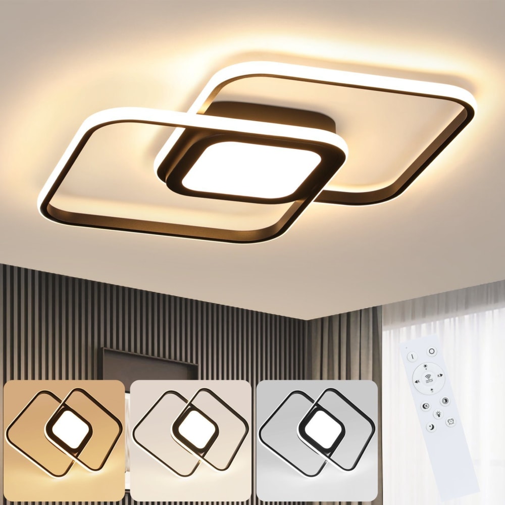 Deckenleuchte aluminium 50x38.8x4.7cm schwarz LED 48W - Maisons