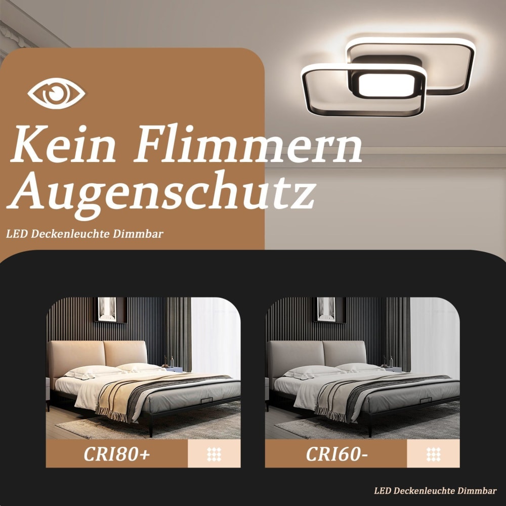 Plafonnier aluminium noir 50x38.8x4.7cm led 48w — vue 4