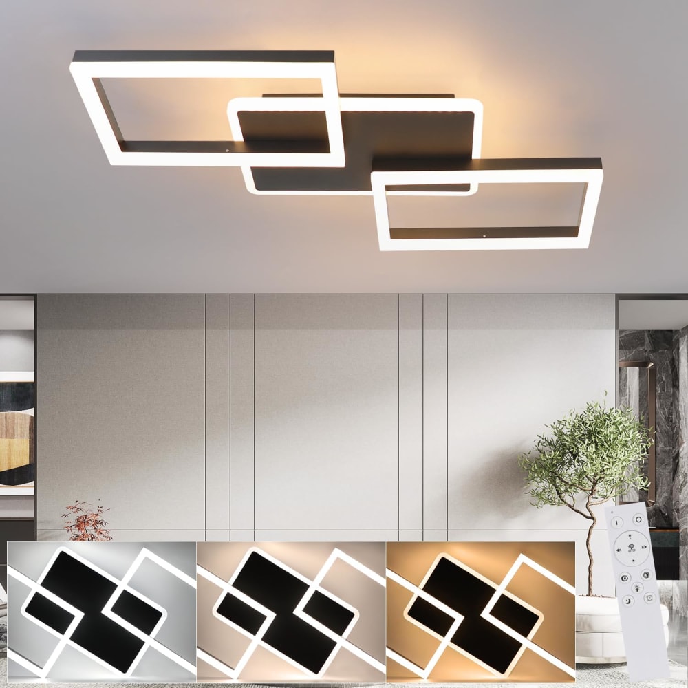 Plafonnier fer noir 54x34x6.5cm led 48w — vue 3