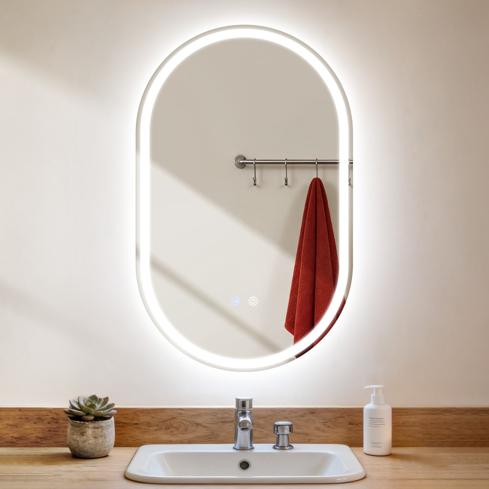 Badspiegel mit Beleuchtung Glas 50x80 cm Weiß 32W - Maisons Du