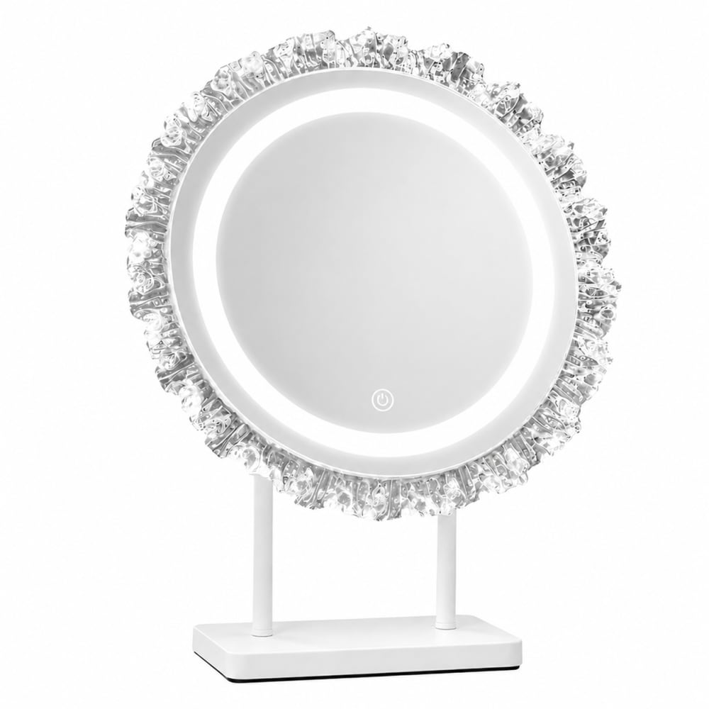 ZMH Tischspiegel Glas Acryl 40cm Weiß Rund 4W style modern WEISS ACRYL Mädchen