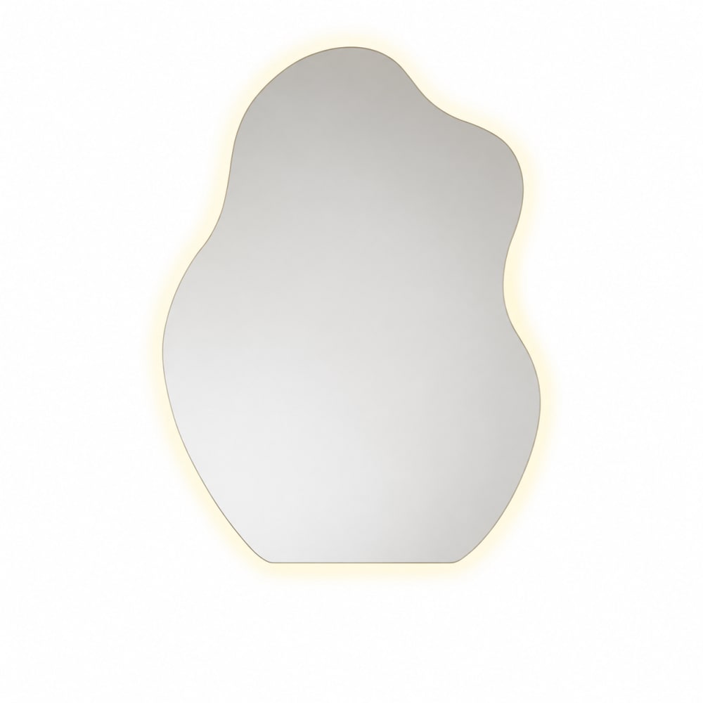 ZMH Badspiegel mit Beleuchtung Glas 60x80 cm Weiß Wolkenform style modern Weiß Glas