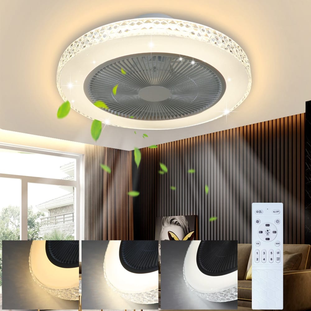 LED Deckenventilator Mit Licht Kunststoff 49x49x20.5 cm Weiß 38W