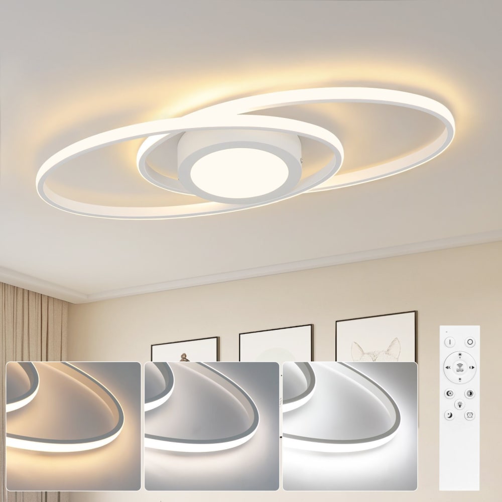 Plafonnier aluminium blanc 56.5x4x22.3cm led 48w — vue 3