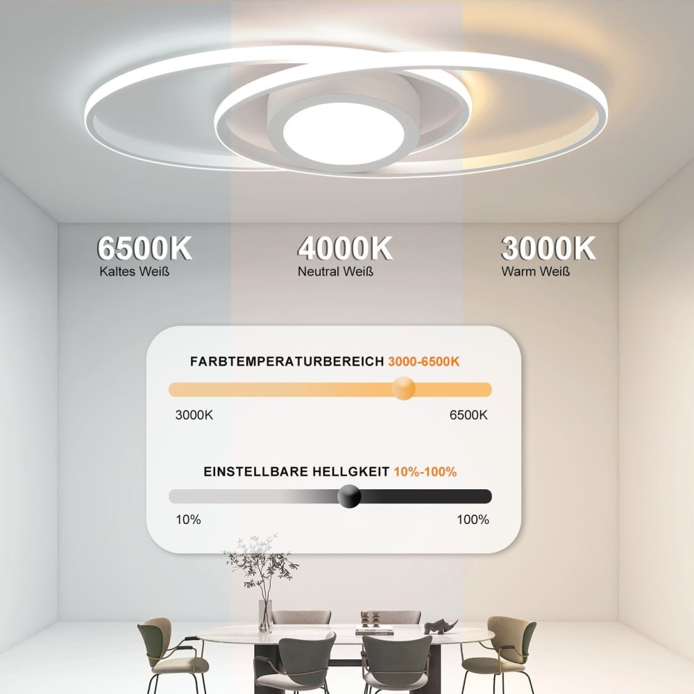 Plafonnier aluminium blanc 56.5x4x22.3cm led 48w — vue 4