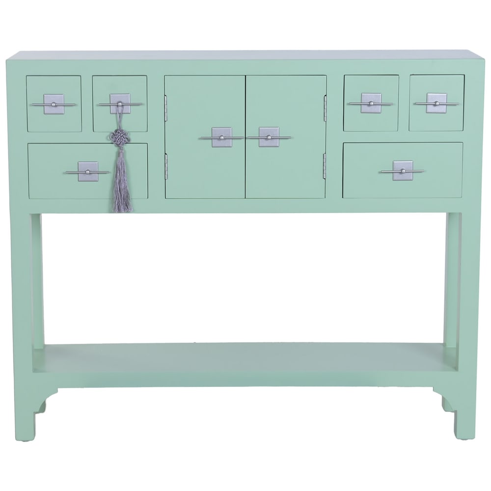 Console orientale en sapin vert 96x24x79 cm