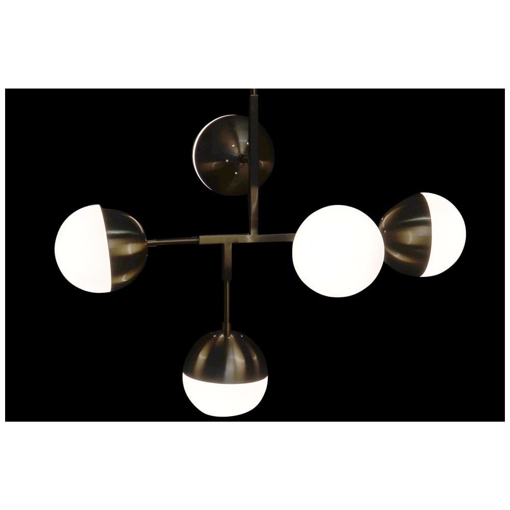 Plafonnier en acier et verre doré 74x52x168 cm — vue 4