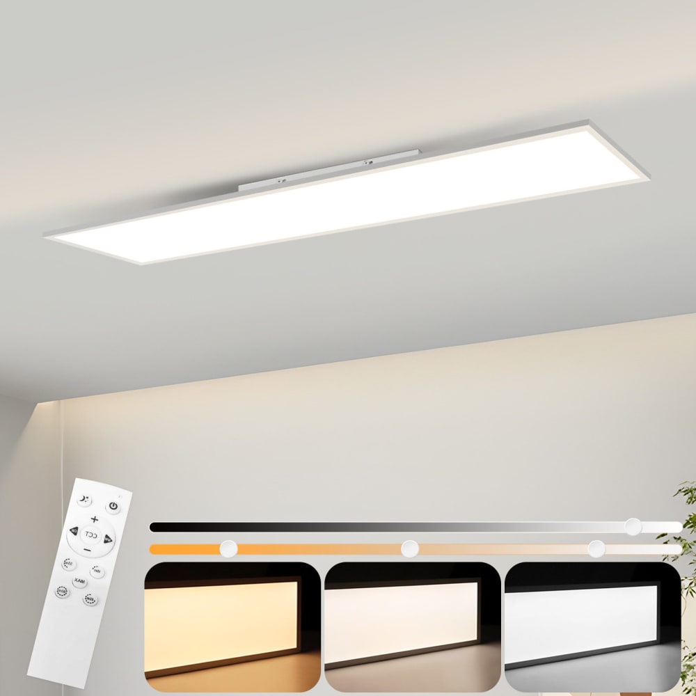 Plafonnier aluminium blanc 100x25x5cm led 24w — vue 3