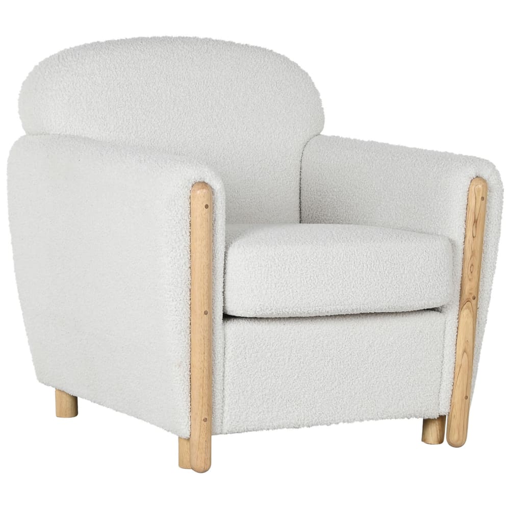 Fauteuil en polyester bouclé blanc 81x78x82 cm