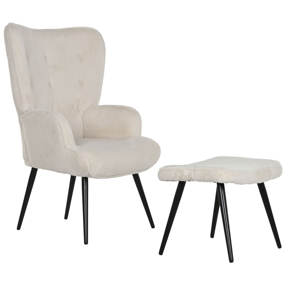 Fauteuil en acier et polyester blanc avec repose pied 72x74x97 cm