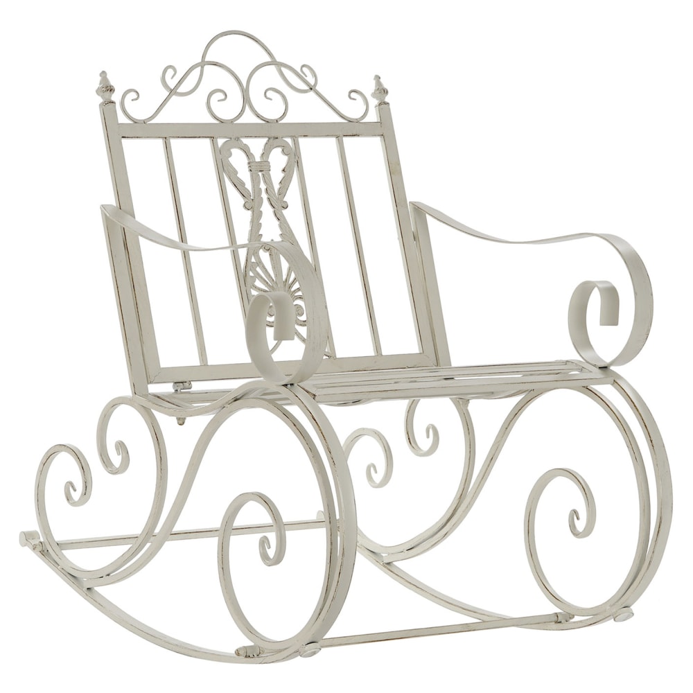 Rocking chair en acier blanc 63x89x92 cm