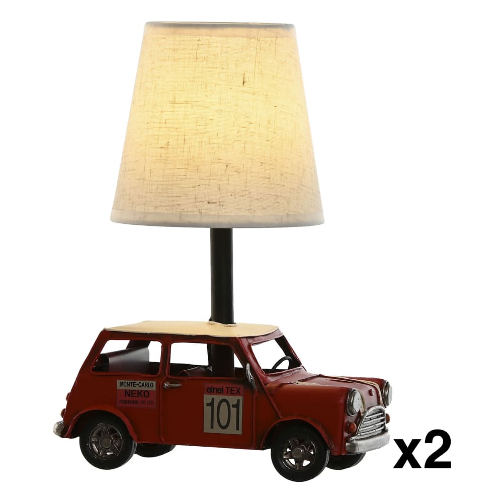 Lot 2 lampes de chevet voiture en acier rouge 27x20x13 cm — vue 3