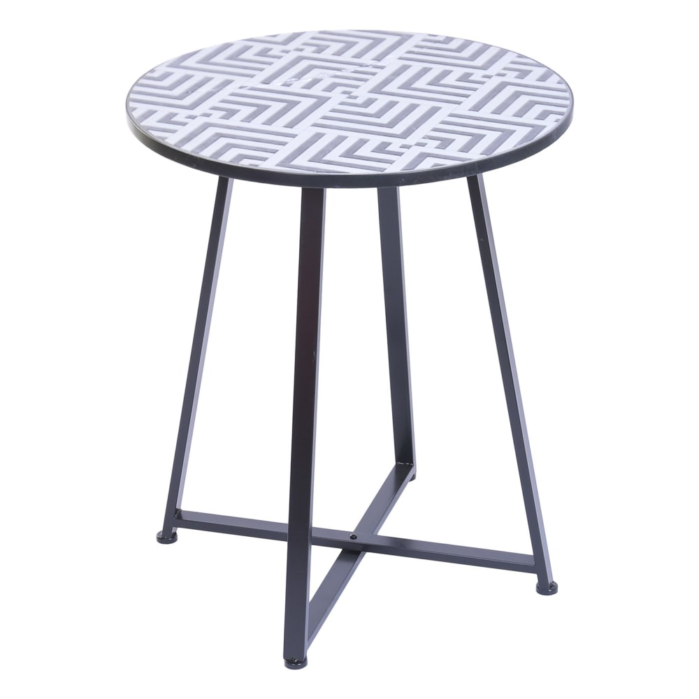 Table extérieure en pierre et acier gris 60x60x75 cm