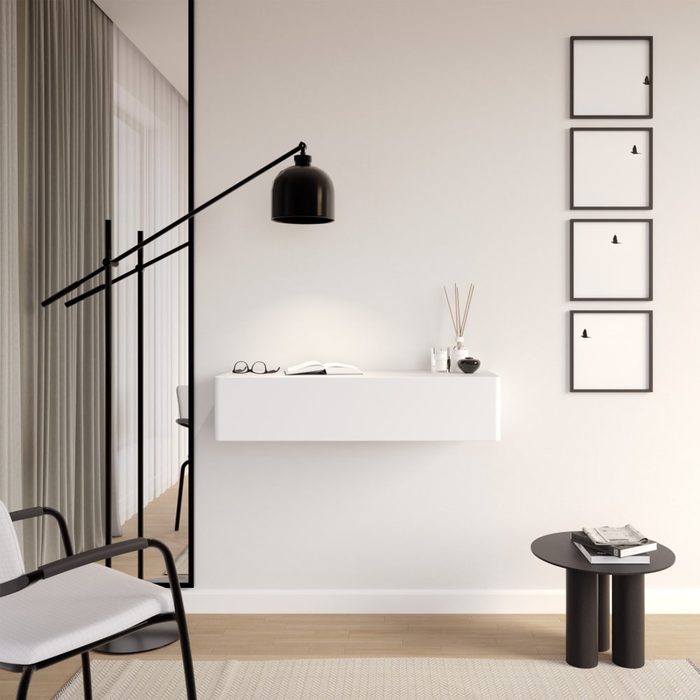 Wandkonsole mit Schublade, Weiß, 90 cm - Maisons Du Monde