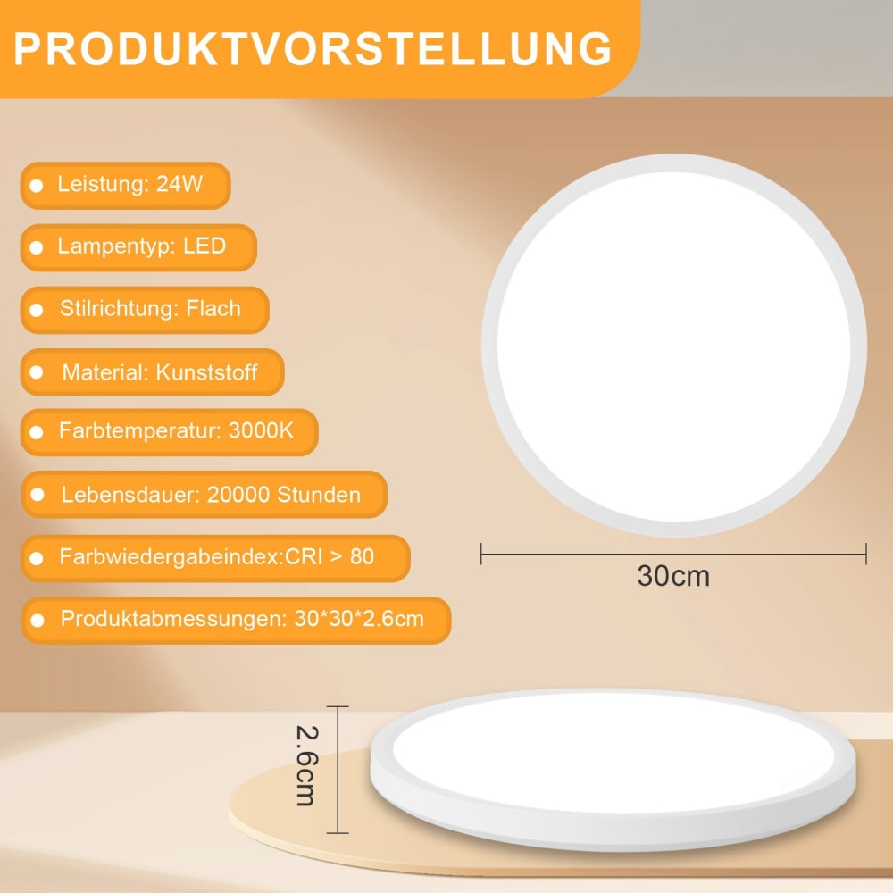 Plafonnier plastique blanc 30x30x2.6cm led 24w — vue 4