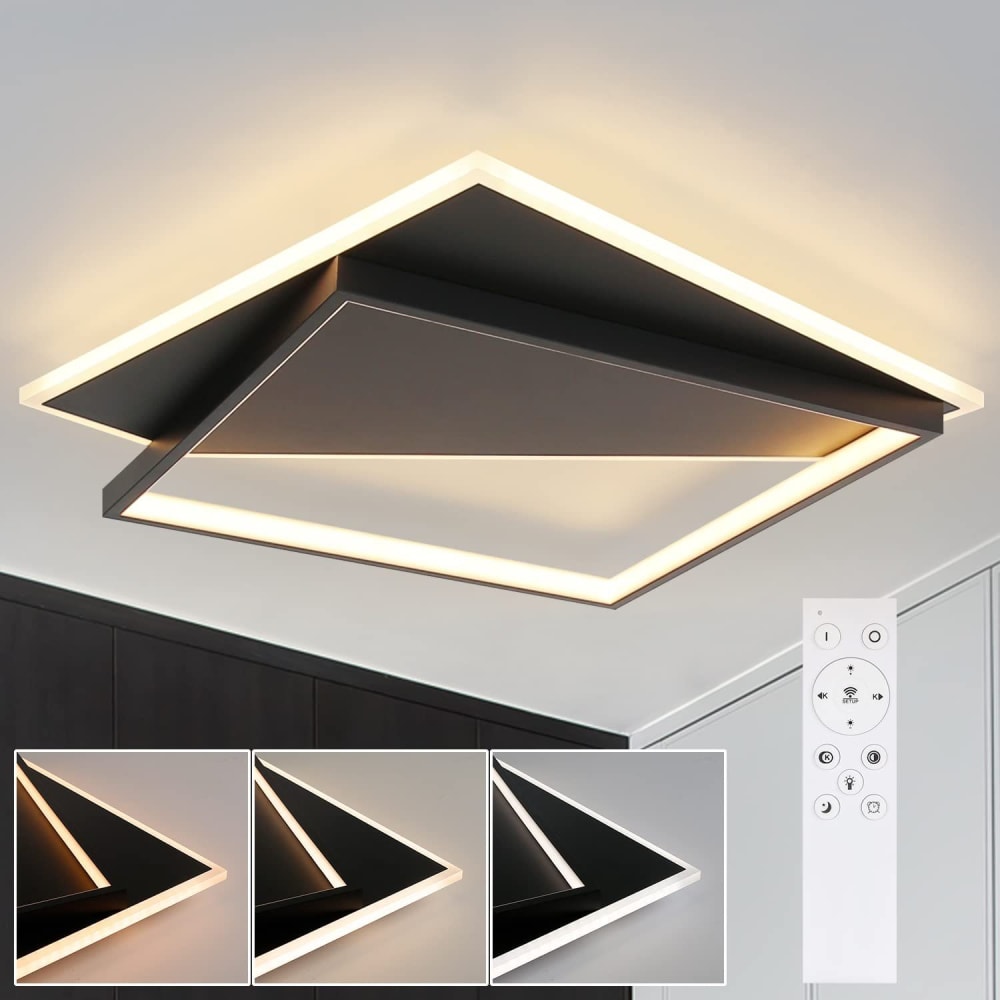 Plafonnier acrylique noir 48x48x5.5cm led 53w — vue 3