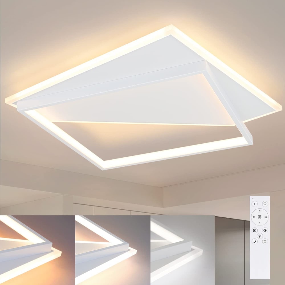 Plafonnier acrylique blanc 48x48x5.5cm led 53w — vue 3