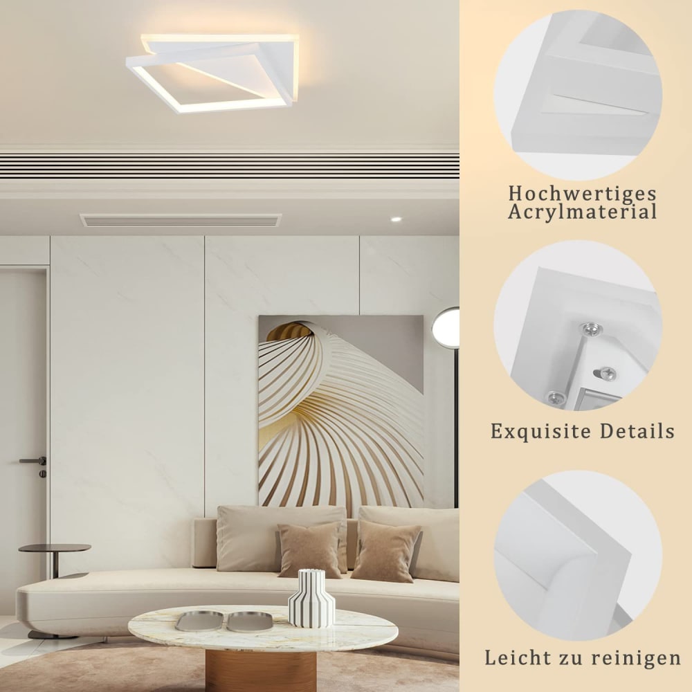 Plafonnier acrylique blanc 48x48x5.5cm led 53w — vue 4