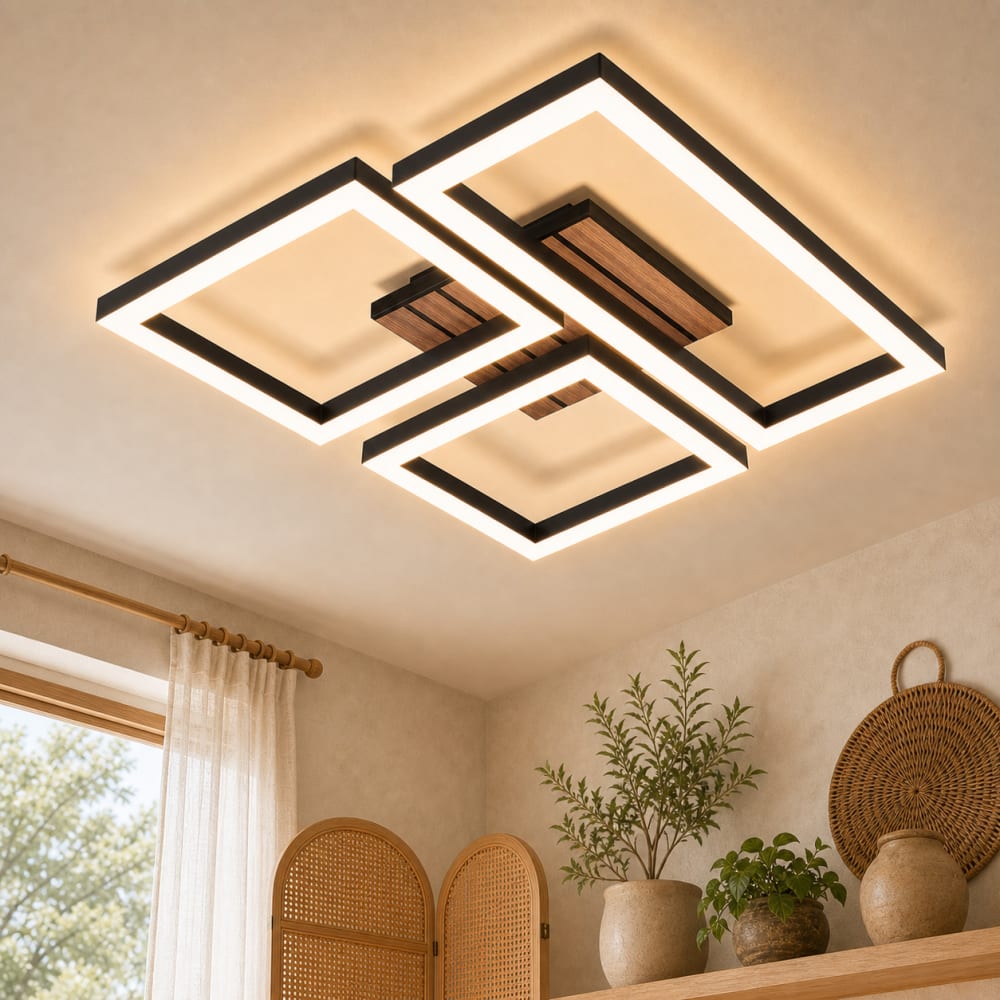 Deckenleuchte eisen 31.5x37x5.5cm schwarz LED 21W - Maisons Du