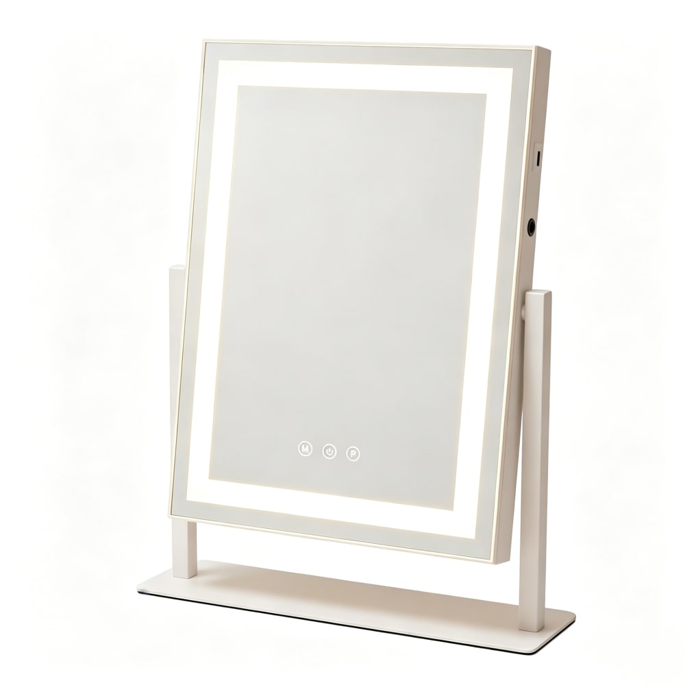 ZMH Tischspiegel Glas 30x40cm Weiß Rechteck 10W style modern WEISS GLAS Mädchen