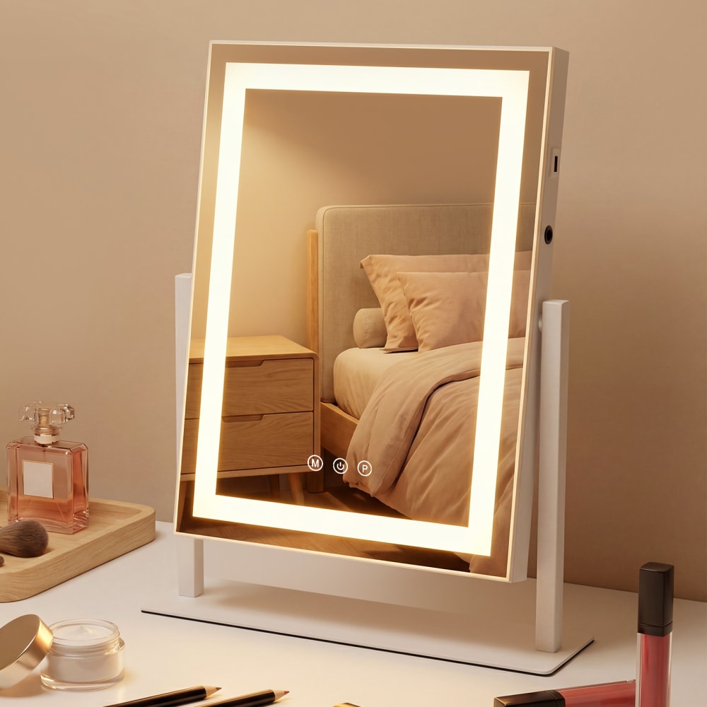 Tischspiegel Glas 30x40cm Weiß Rechteck 10W - Maisons Du Monde