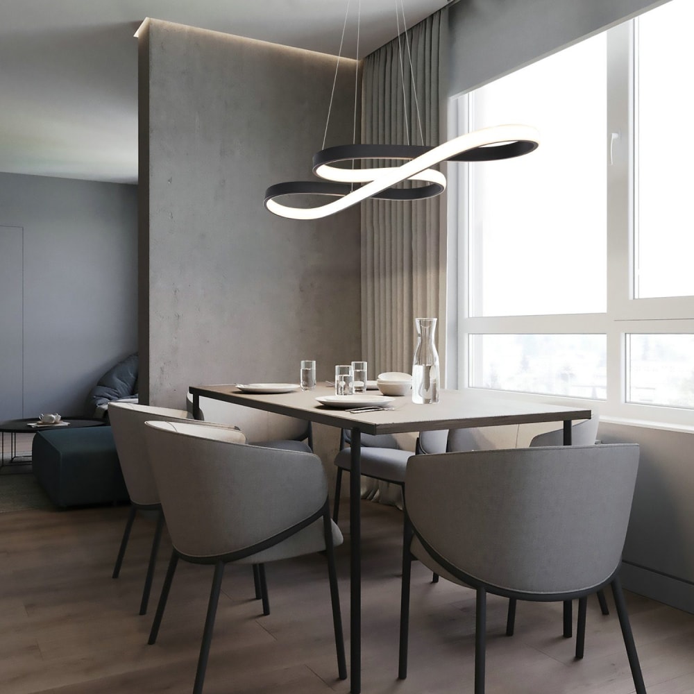 Suspension en aluminium, fer et silicone, noir, h.150cm — vue 4
