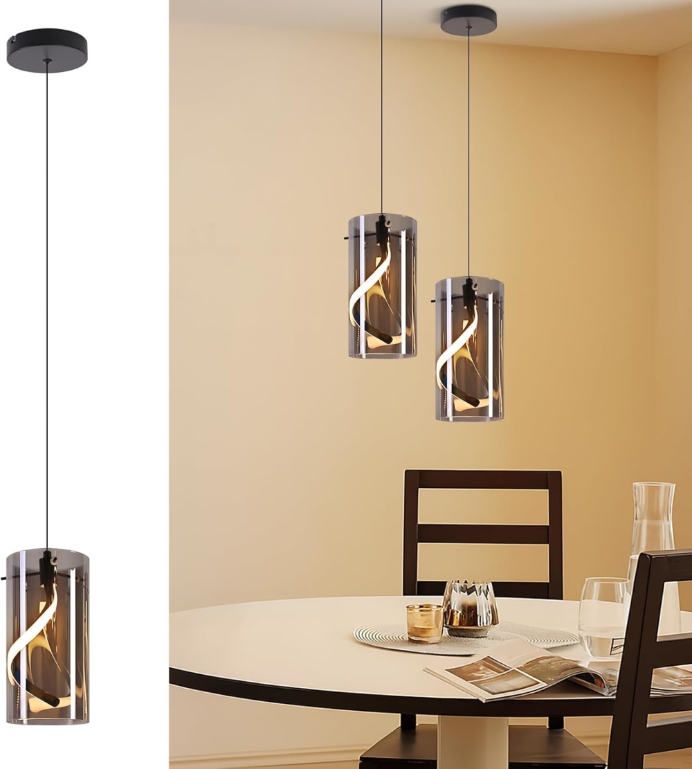 Pendelleuchte Glass Aluminium Silikon, H.150CM, Matt-Schwarz