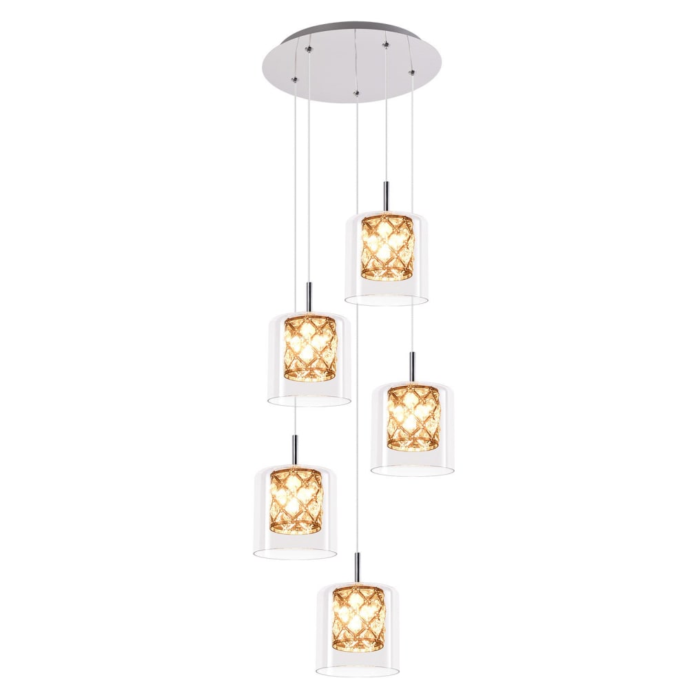 Suspension en fer et cristal, chromé, h.175cm