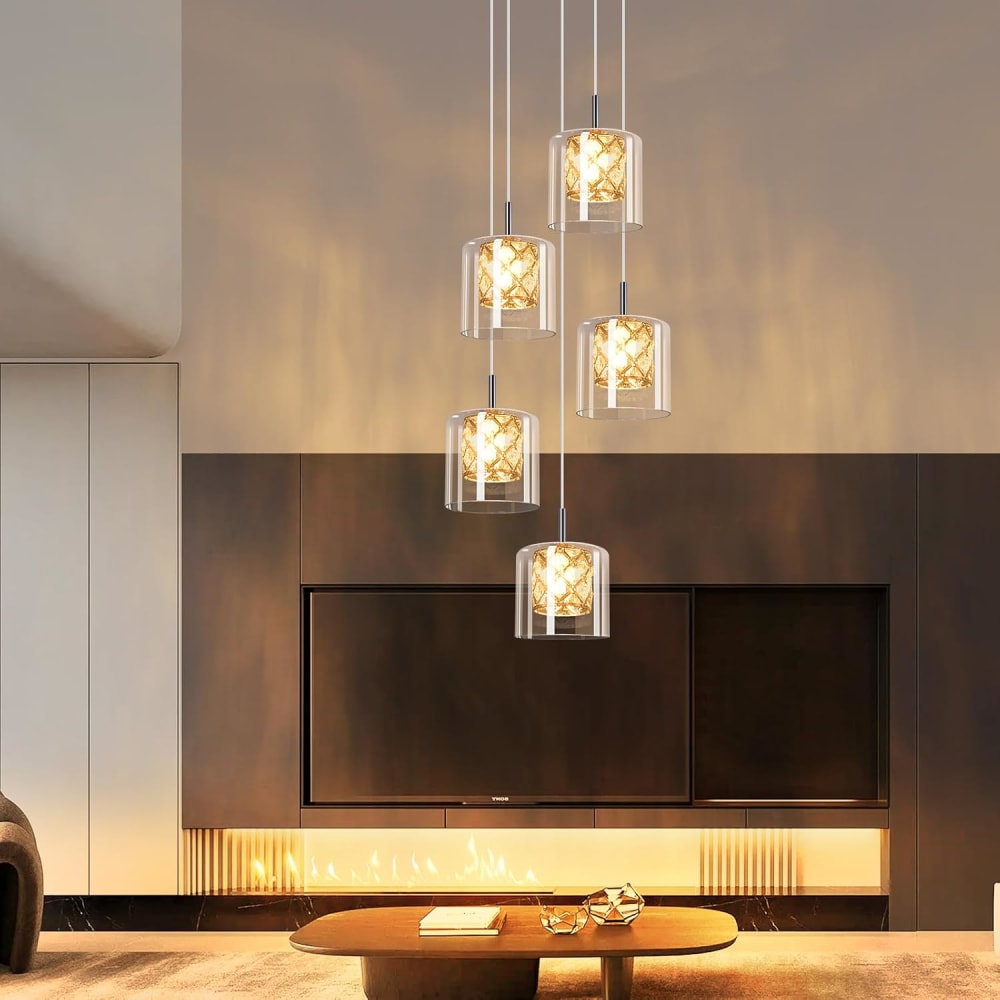 Pendelleuchte, Eisen Kristall, H.175CM, Chrom - Maisons Du Monde