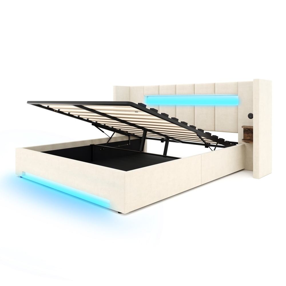 Lit en sami beige 160x200cm Lit en sami beige 160x200cm