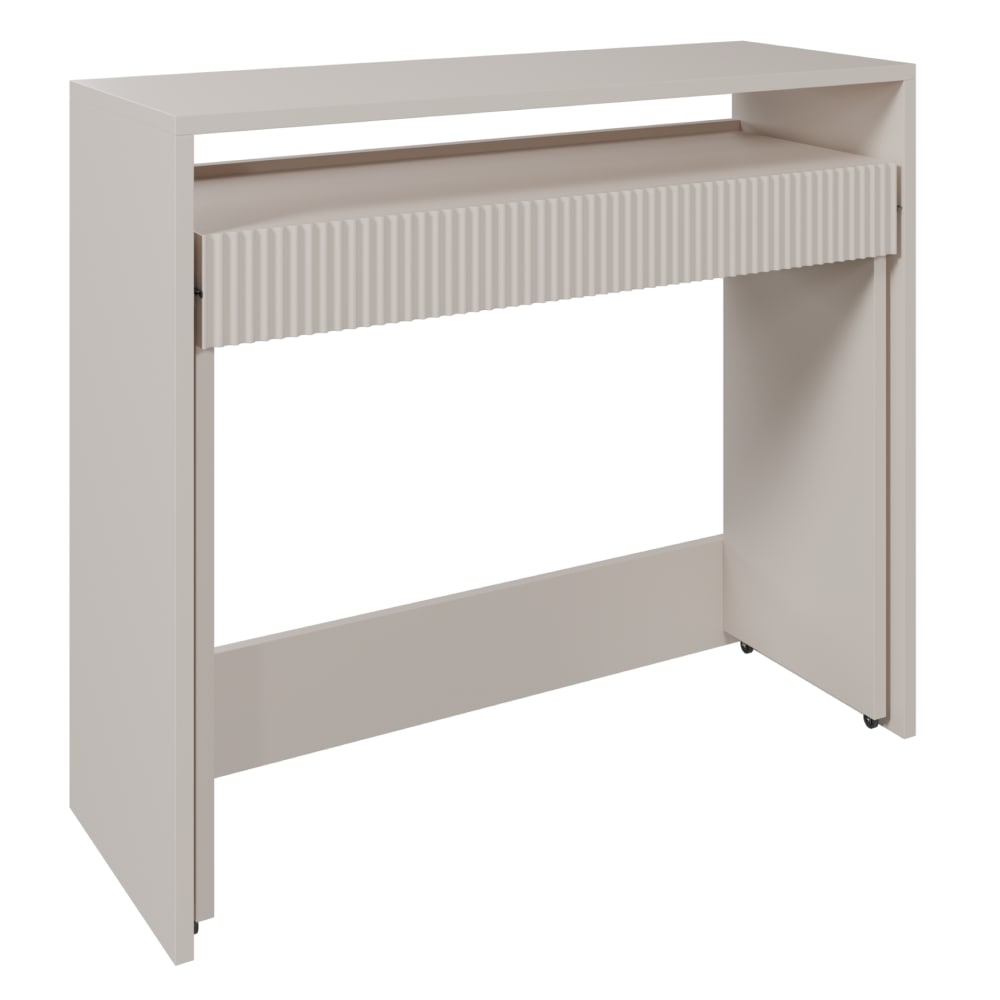 Selsey Ausziehbarer Schreibtisch mit Schublade und Rillen, Kaschmir, 98 cm style modern Taupe Spanplatte