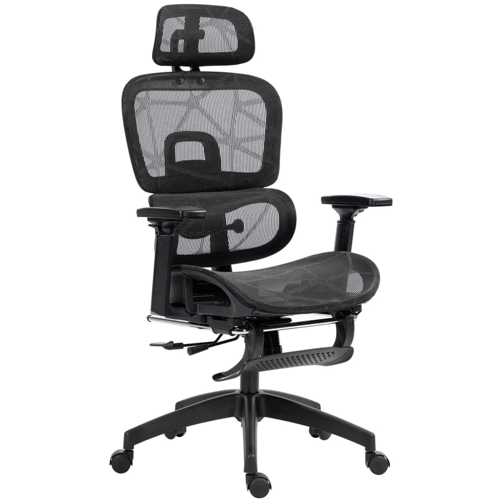 Chaise de bureau maille (100 % polyester) noir 66x64x122 cm