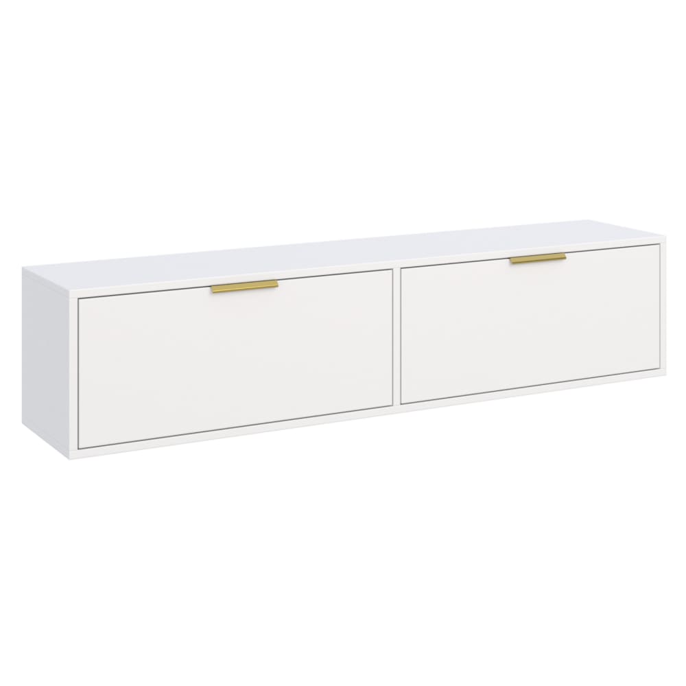 Meuble tv 2 portes suspendu, blanc, 140 cm