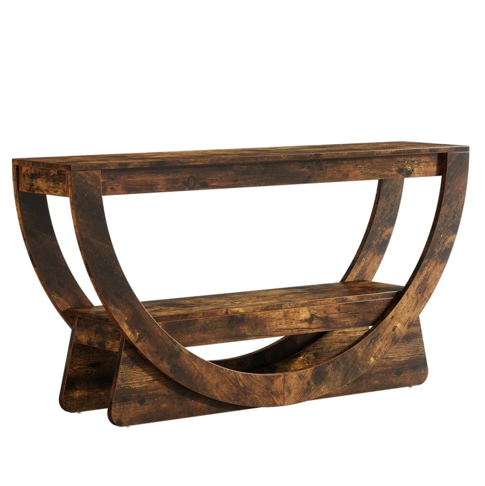 REDOM Konsolentisch aus MDF mit 2 Ebenen 160x30x80,5 cm, Rustikalbraun - Spanplatte