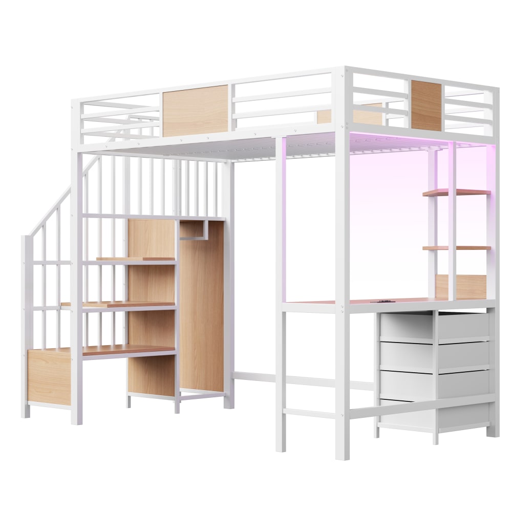 Lit mezzanine en métal blanc 90x200 cm