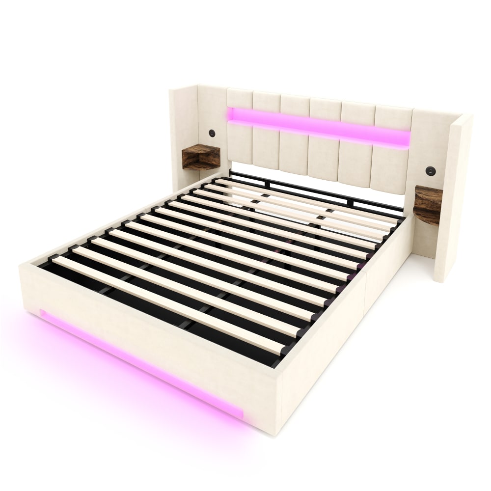Lit en sami beige 180x200cm Lit en sami beige 180x200cm