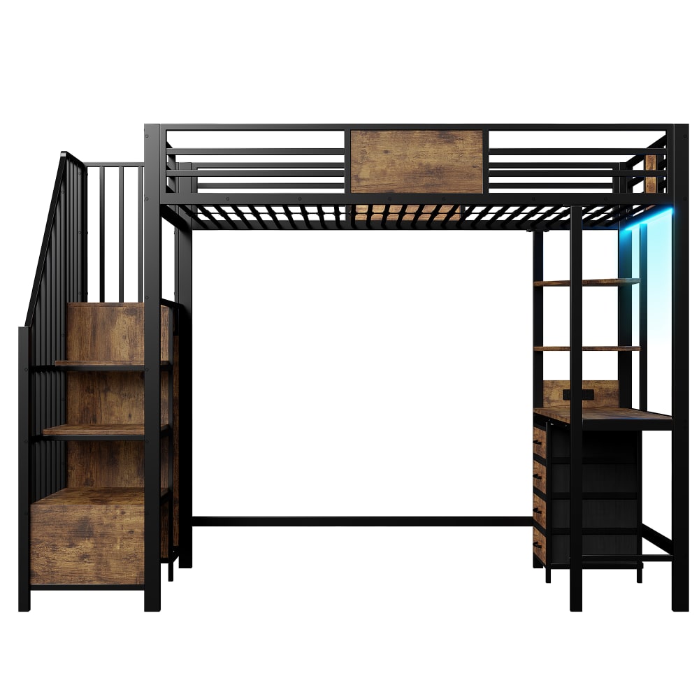 Lit mezzanine en métal noir 90x200 cm
