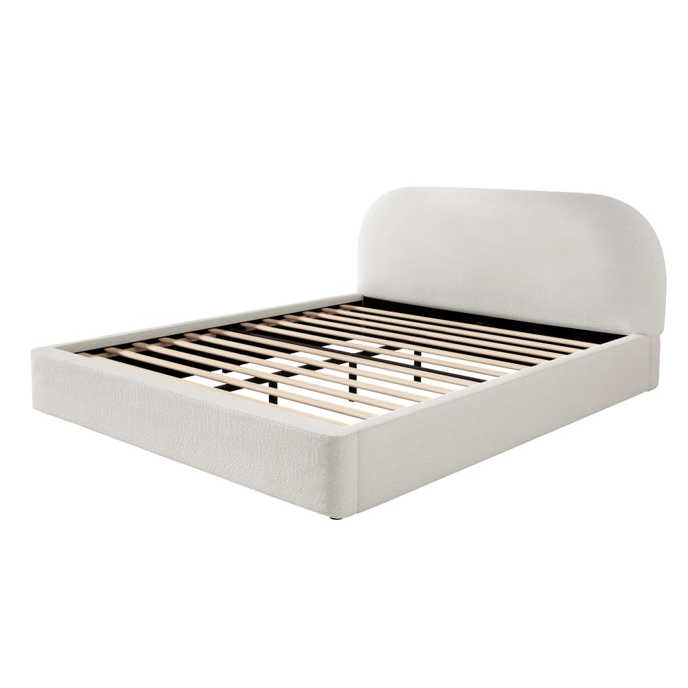 Lit tapissier double en bouclé beige 180 x 200cm
