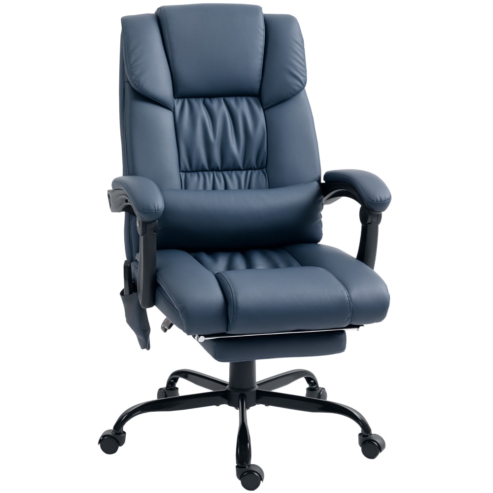 Chaise de bureau revêtement synthétique bleu 66x75x122 cm