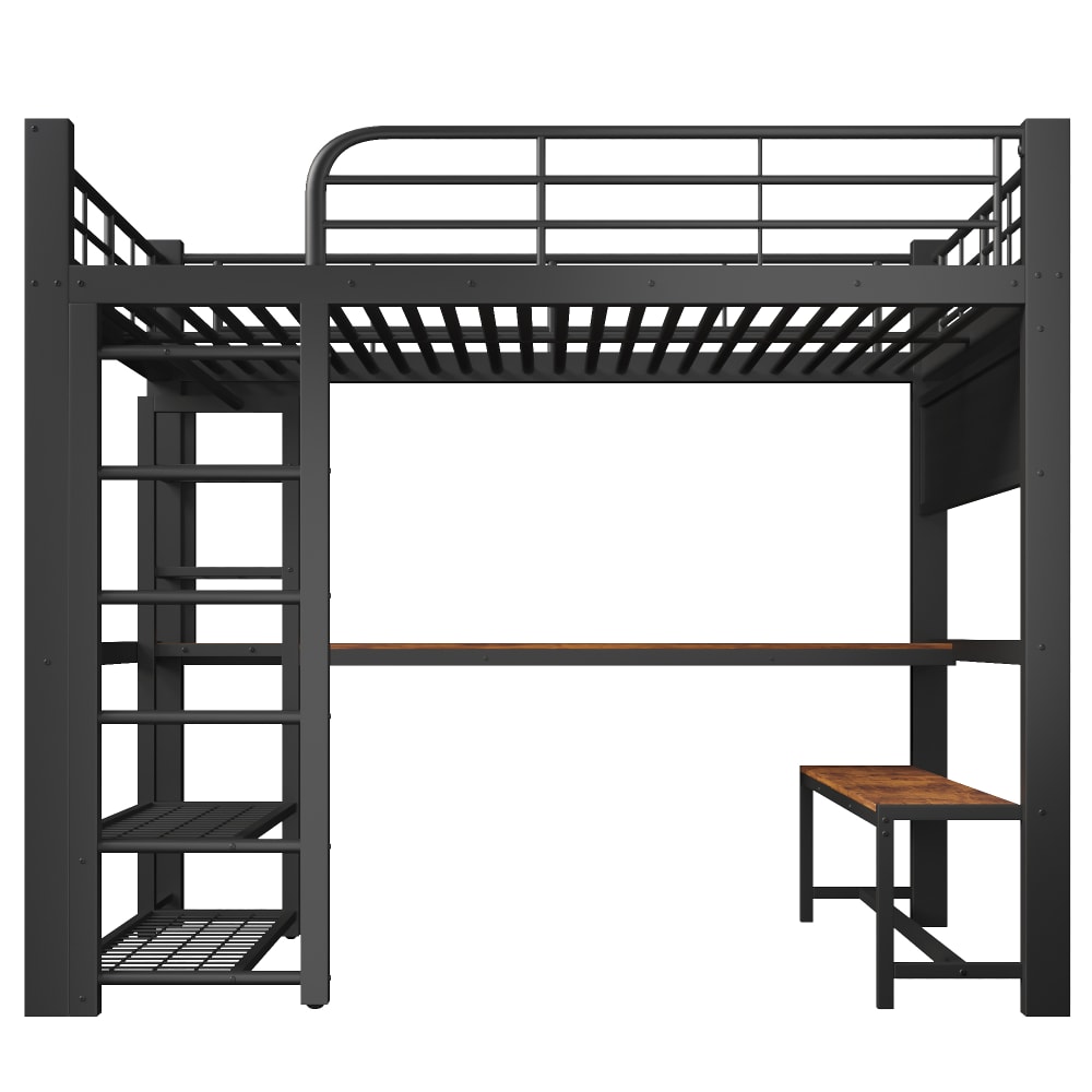 KOMHTOM Hochbett metall schwarz 140x200 cm Jugendliche -