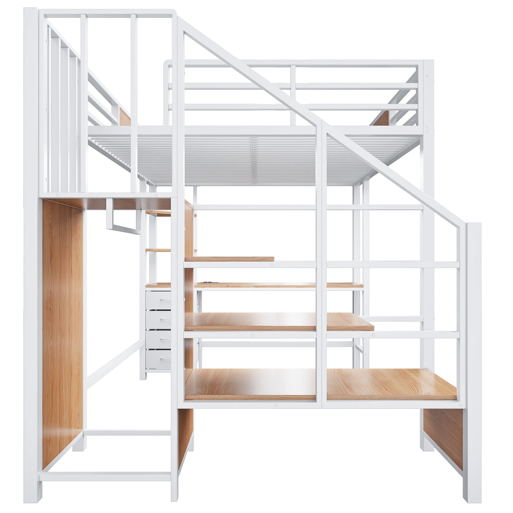 Lit mezzanine en métal blanc 140x200 cm