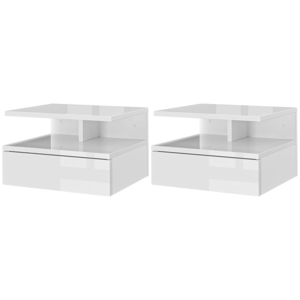 Lot de 2 tables de chevet 8 blanc laqué 35x32x22.5 cm